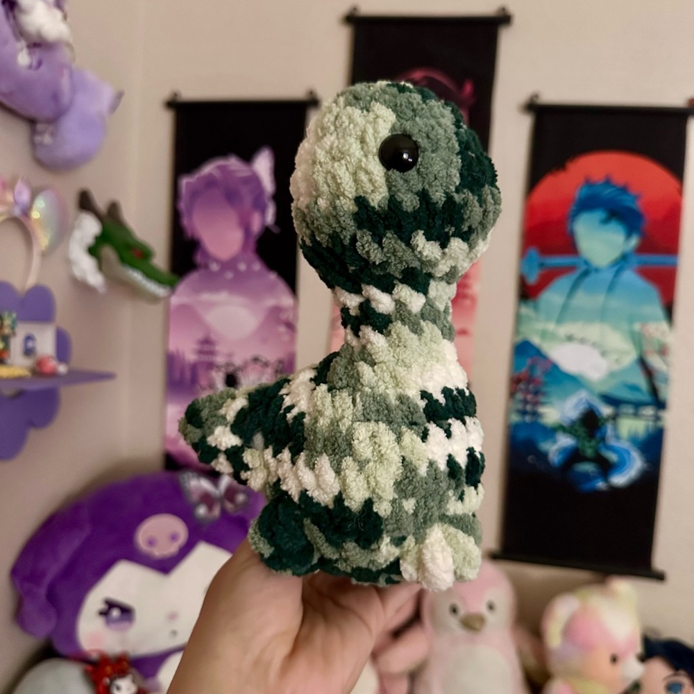 Handmade crochet dinosaur plush